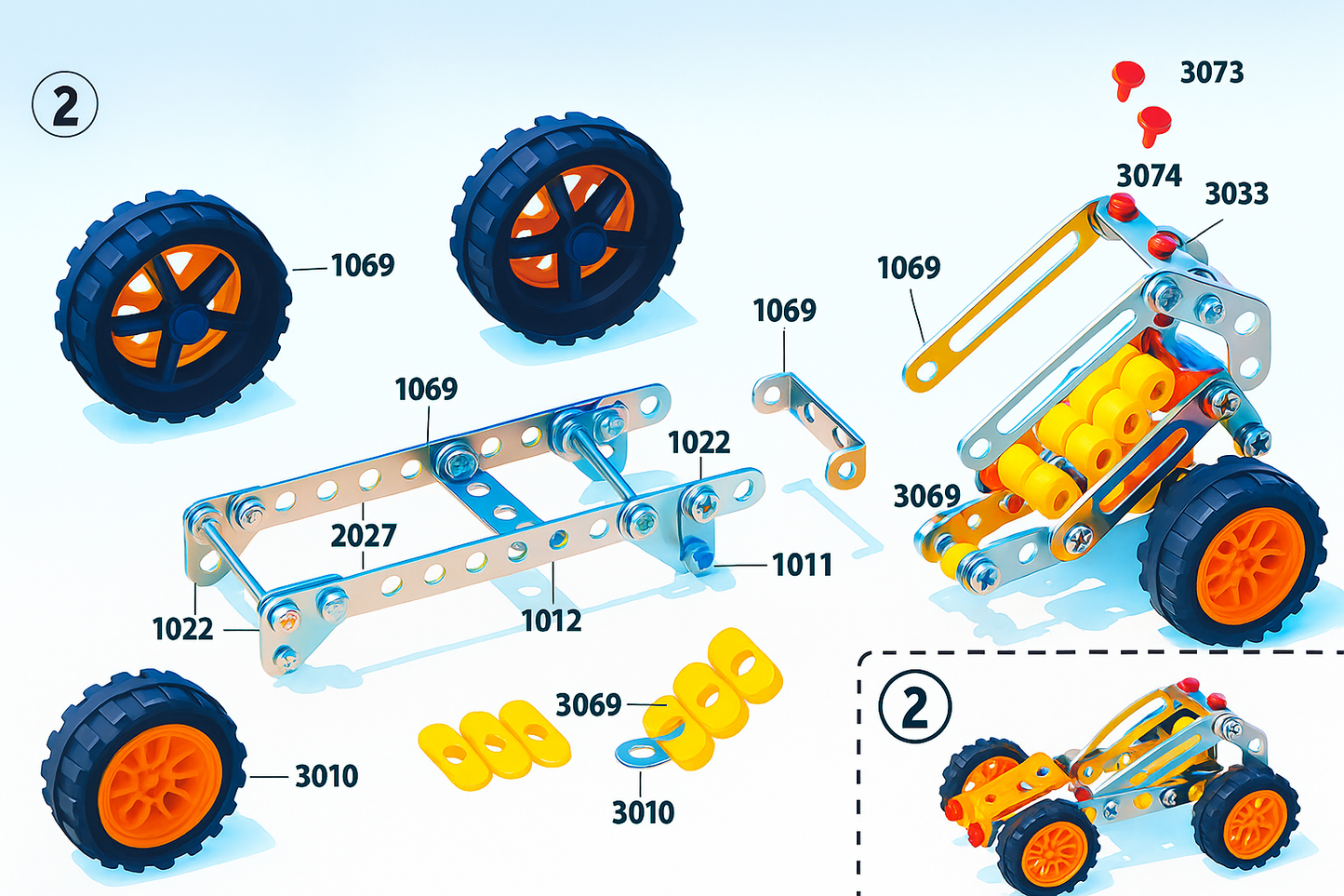 ⸻
Vehicul Metalic de Construit – Off-Road 128 Piese | Joc STEM pentru Copii 8+