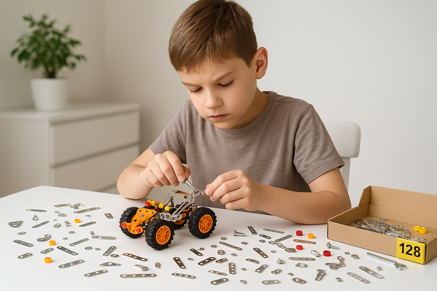 ⸻
Vehicul Metalic de Construit – Off-Road 128 Piese | Joc STEM pentru Copii 8+