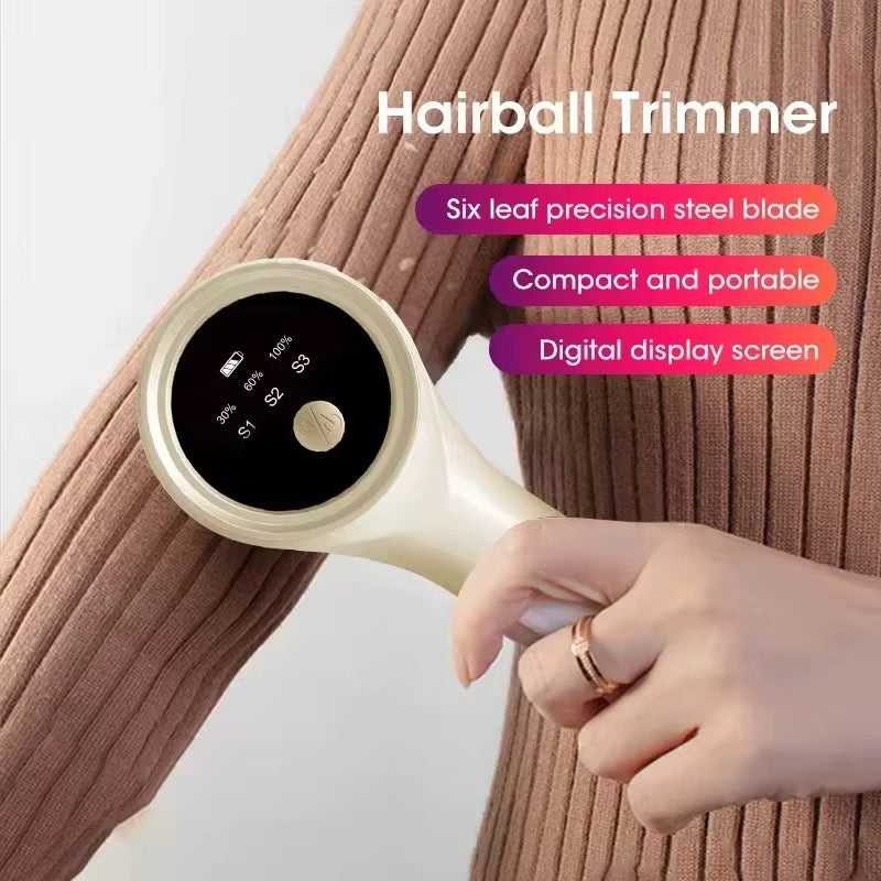 Aparat electric de scame cu afișaj digital, reîncărcabil USB, lamă inox, îndepărtare scame haine