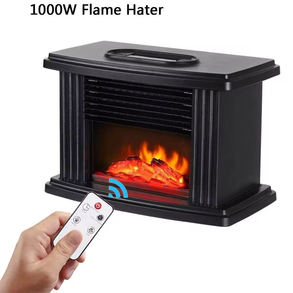 Șemineu electric portabil cu efect de flacără, 800W/1000W, protecție supraîncălzire, 22 cm
