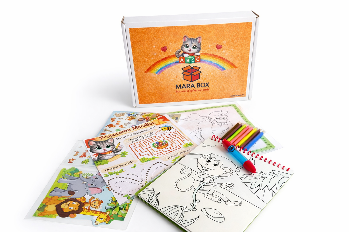 Kit activități copii 3-6 ani pentru călătorii, fără ecran, MaraBox