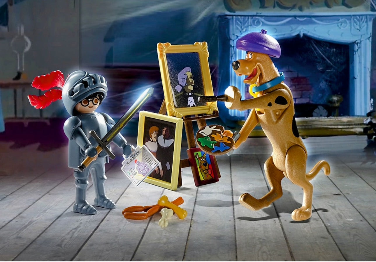 Playmobil  Scooby-Doo 70709 – Misterul Cavalerului Negru | Figurine cu Transformare | Set Original Copii 5–12 A - Mara Box