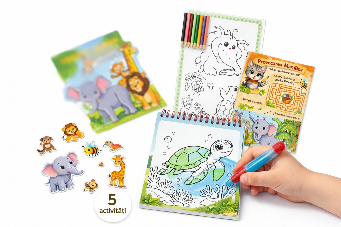Kit activități copii 3-6 ani pentru călătorii, fără ecran, MaraBox