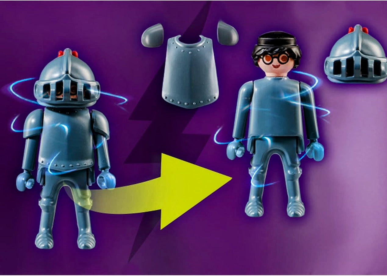 Playmobil  Scooby-Doo 70709 – Misterul Cavalerului Negru | Figurine cu Transformare | Set Original Copii 5–12 A - Mara Box