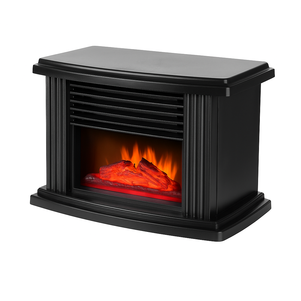 Șemineu electric portabil cu efect de flacără, 800W/1000W, protecție supraîncălzire, 22 cm