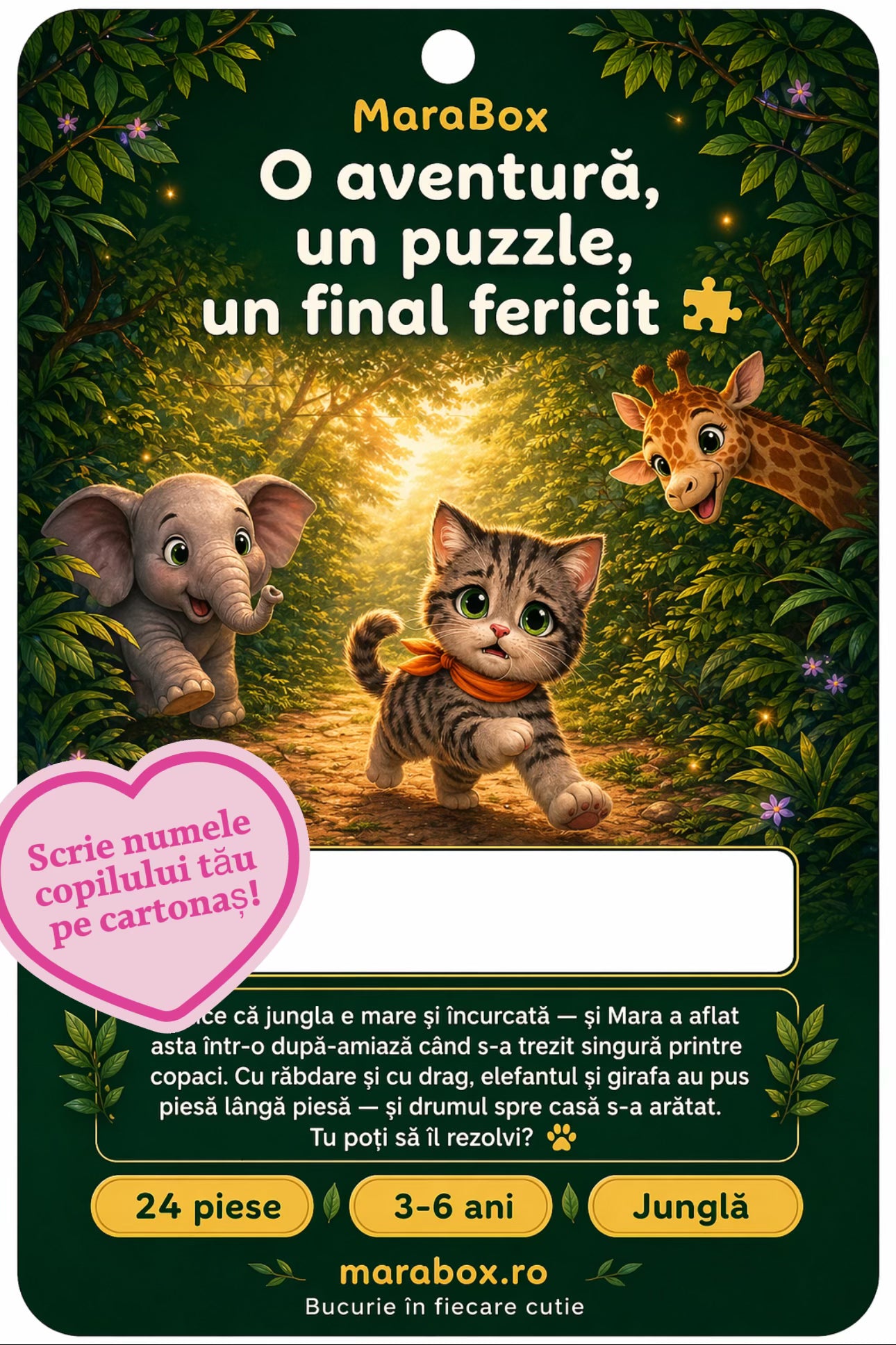 Puzzle Jungla cu Pisica Mara — 24 Piese, 3-6 Ani | MaraBox