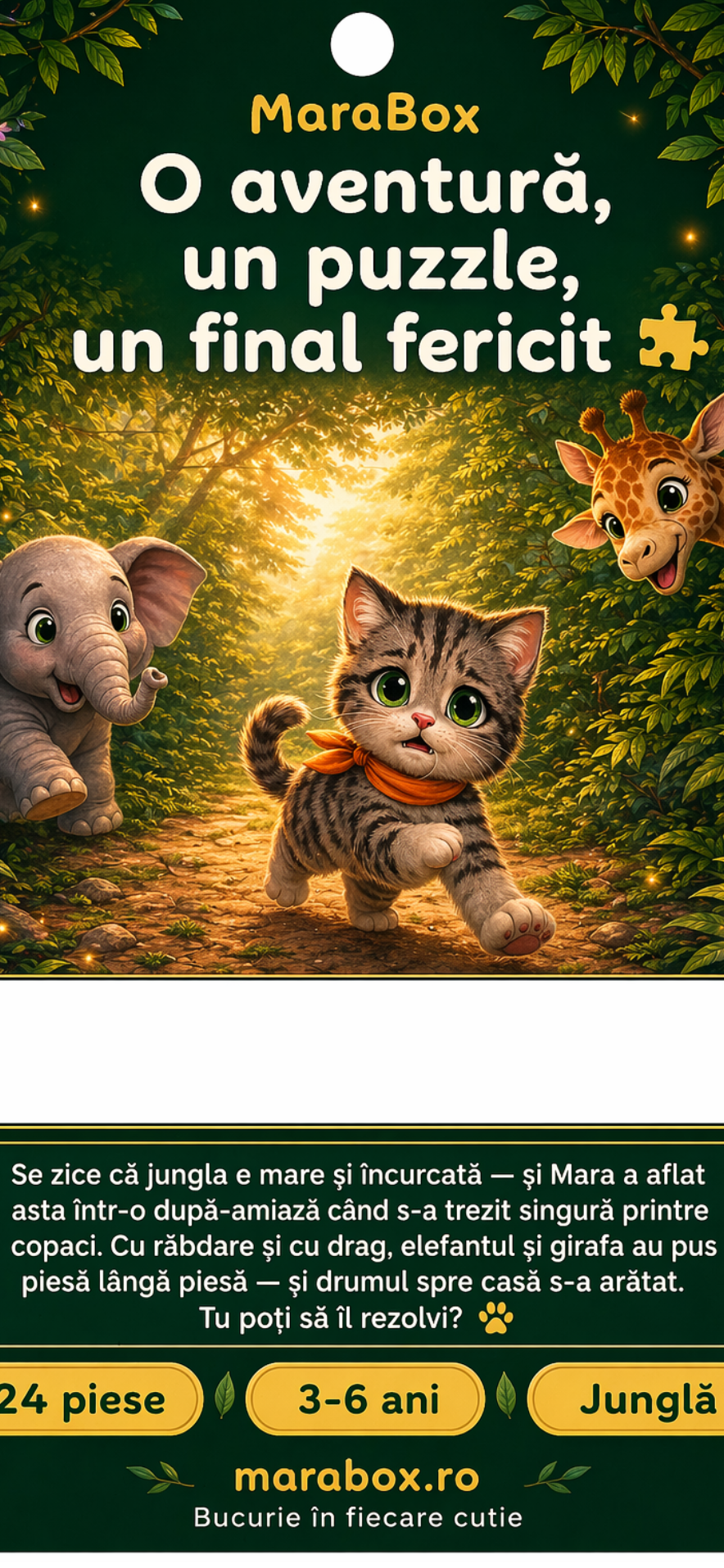 Puzzle Jungla cu Pisica Mara — 24 Piese, 3-6 Ani | MaraBox