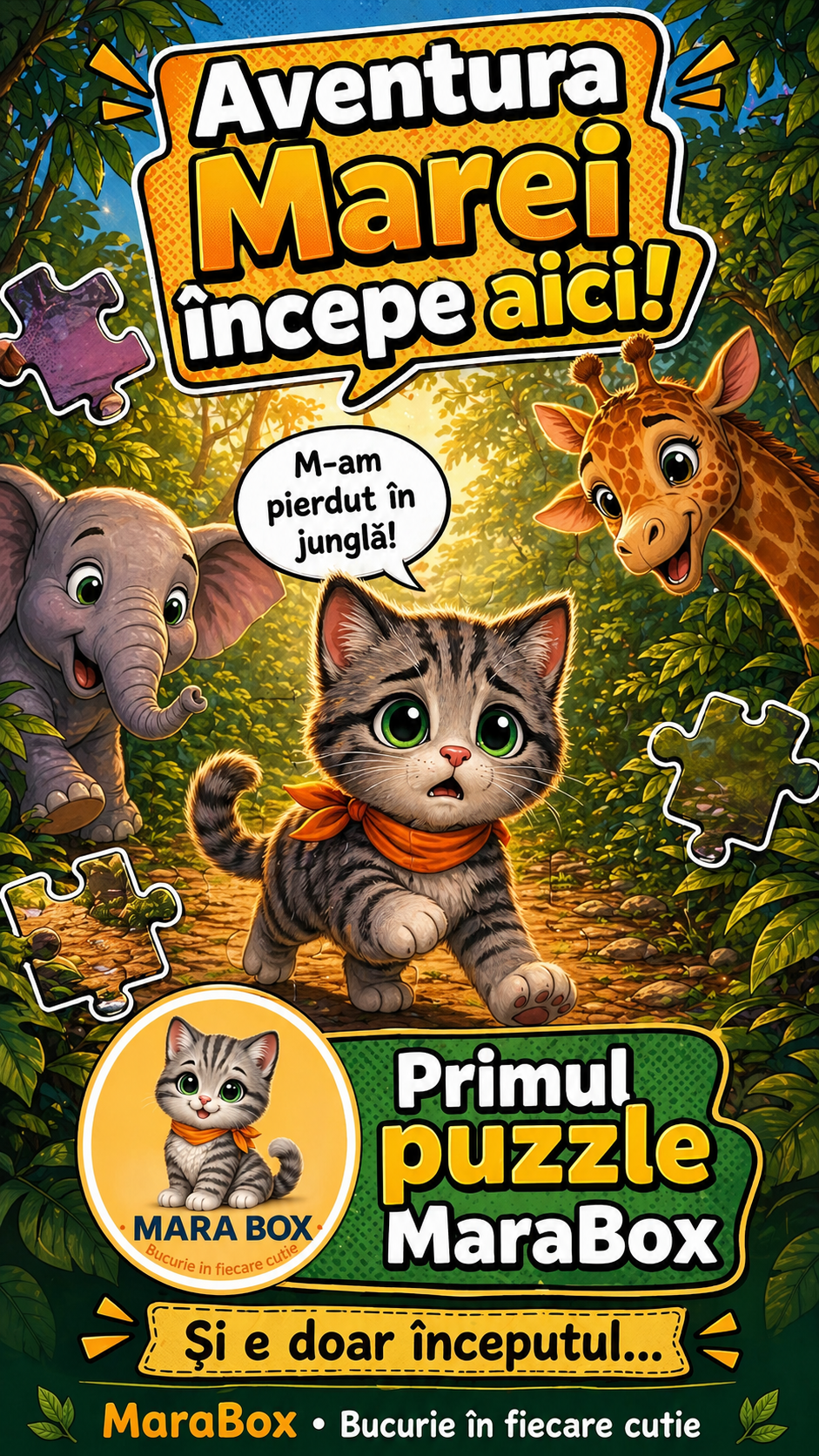 Puzzle Jungla cu Pisica Mara — 24 Piese, 3-6 Ani | MaraBox