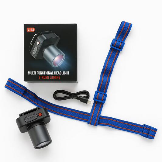 Lampa de cap, reincarcabila, LED- L42, 300 lumeni, Alb Ultra Puternica, Zoom telescopic, Autonomie 20h, USB Type-C