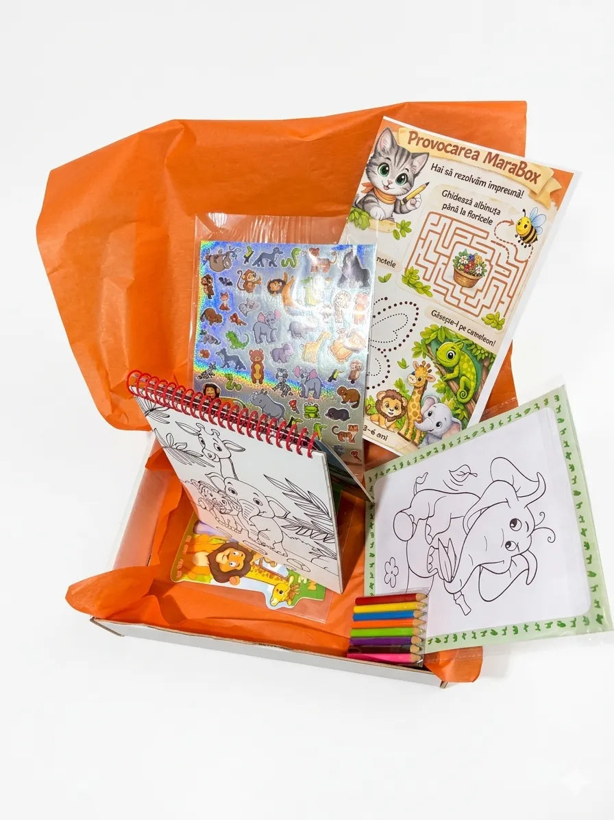 Kit activități copii 3-6 ani pentru călătorii, fără ecran, MaraBox